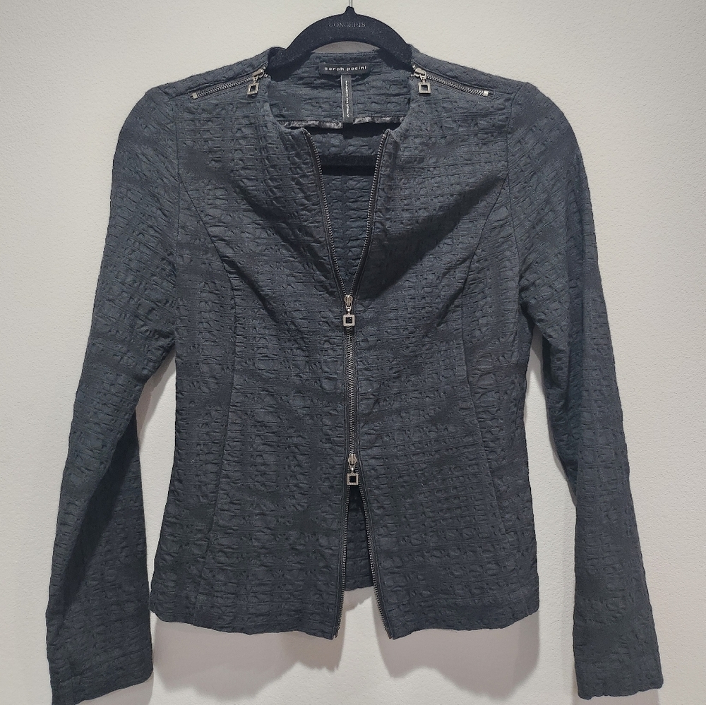 sarah pacini 2 way zipper jacket size 0 in Black